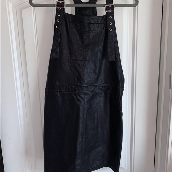 Black Leather Overall Dress - Picture 1 of 4